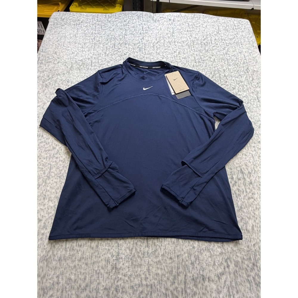Nike Womens Dri-FIT Running Long Sleeve Top Navy Blue‎ UPF 40+ FB4297-410 XS NEW